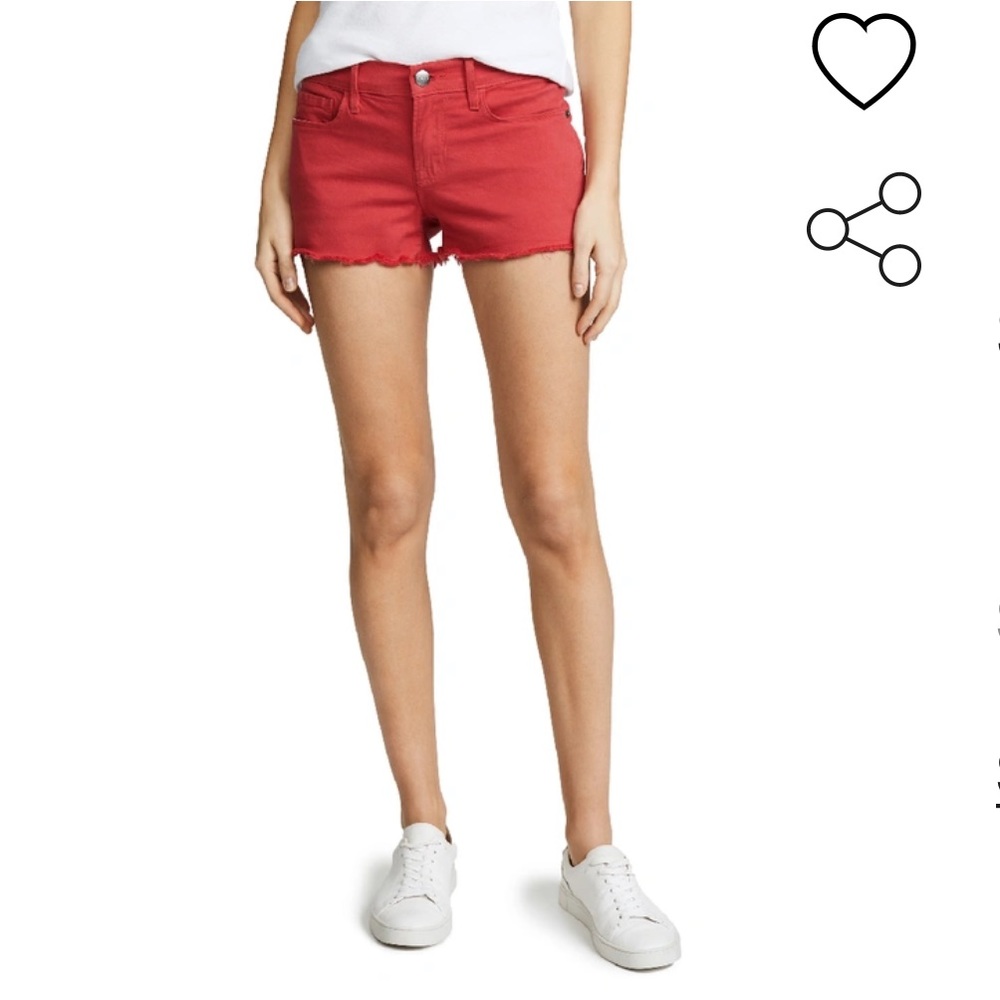 FRAME le cutoff denim shorts red